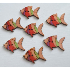 Деревянная пуговица Рыбка, темно-красный, 3 см, 1 шт