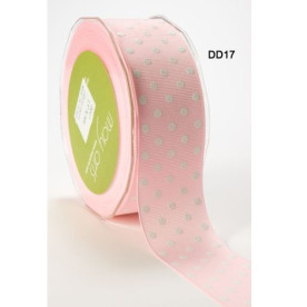Репсова стрічка DOTS - PINK / WHITE від May Arts, 4 см, 90 см