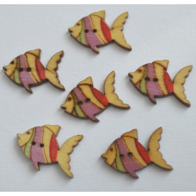 Деревянная пуговица Рыбка, нежно-розовый, 3 см, 1 шт