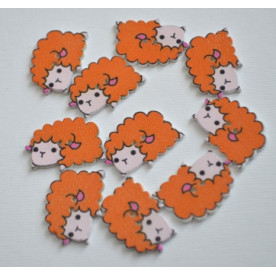 Деревянная пуговица Овечка, оранжевый, 2,5 см, 1 шт
