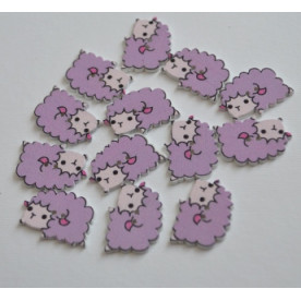 Деревянная пуговица Овечка, сиреневый, 2,5 см, 1 шт