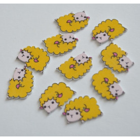 Дерев'яна гудзик Овечка, жовтий, 2,5 см, 1 шт