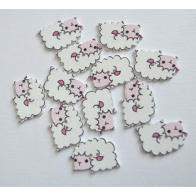 Дерев'яна гудзик Овечка, біла, 2,5 см, 1 шт