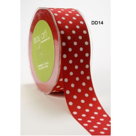 Репсова стрічка DOTS - RED / WHITE від May Arts, 4 см, 90 см