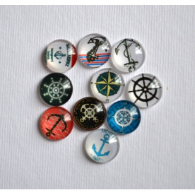 Набір скляних кабошонов Якорі, розмір 12 мм, 10 шт