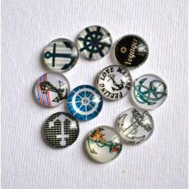 Набор стеклянных кабошонов Feeling Love Marine, 12 мм, 10 шт