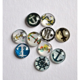 Набор стеклянных кабошонов Море, размер 12 мм, 10 шт