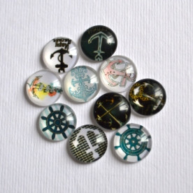 Набір скляних кабошонов Морська прогулянка, 12 мм, 10 шт
