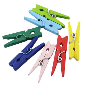 Набір різнокольорових дерев'яних прищіпок, 30 мм, 10 шт