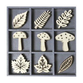 Набір міні-заготовок, Гриби та листя, розмір однієї фігурки 3х3 см, 9 шт, Knorr Prandell