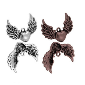 Металева підвіска "На крилах любові" 29х37 мм, 4 шт.