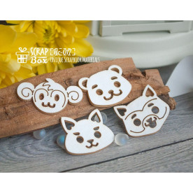 Чипборд Мордашки зверяток маленькие, 26*30 мм от Scrapbox