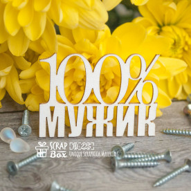 Чіпборд "100% мужик", 50 * 35 мм від Scrapbox