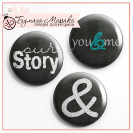 Набор значков-фишек "You&Me", 3 шт, 2,5 см