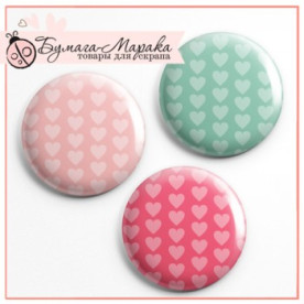 Набір значків-фішок "Сердечка", 3 шт, 2,5 см