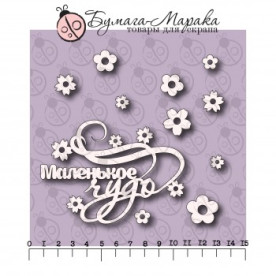 Чіпборд напис "Маленьке диво", 10 шт, 9 * 5 см