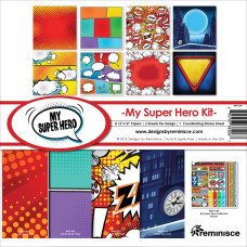 Набор бумаги My Super Hero, 30*30 см , 8 листов+лист с наклейками от Reminisce
