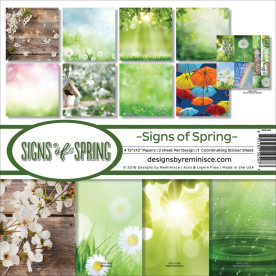 Набір паперу Signs Of Spring, 30 * 30 см, 8 листів + ​​лист з наклейками від Reminisce