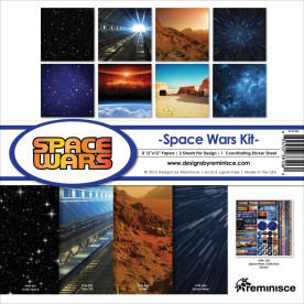 Набір паперу Space Wars, 30 * 30 см, 8 листів + лист з наклейками від Reminisce