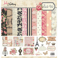 Набір паперу Julie Nutting Belle Vie, 12 аркушів + наклейки від Photo Play Paper