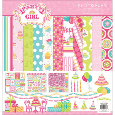 Набір паперу Party Girl, 12 аркушів + наклейки від Photo Play Paper