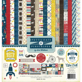 Набор бумаги Boy Petticoats & Pinstripes, 12 листов + наклейки от Echo Park