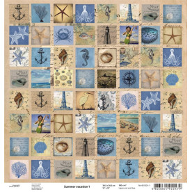 Лист бумаги для скрапбукинга "Summer vacation1", 30*30 см от ROSA