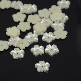 Набір пластикових прикрас "Квітка", слонова кістка, 20 шт, 9 мм