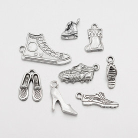 Набір підвісок "Взуття", античне срібло, 8 шт