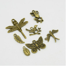 Набір підвісок "Жучки", антична бронза, 7 шт