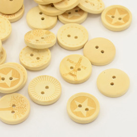 Набор деревянных пуговиц натуральные с узором, 5 шт, 20*20 мм