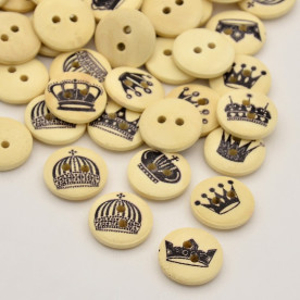 Набор пуговиц "Короны", 5 шт,  бежевый, 15 мм