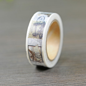 Декоративный скотч "Почтовые марки", 15 мм, 10 м, 1 шт