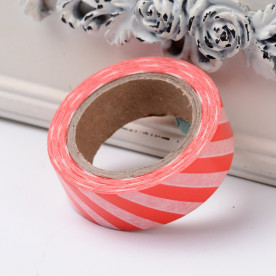 Декоративный скотч "Полоски", красный цвет, 15 мм, 10 м