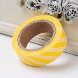 Декоративный скотч "Полоски", желтый цвет, 15 мм, 10 м