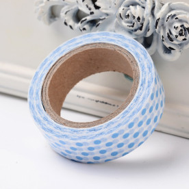 Декоративный скотч Точки, голубой цвет, 15 мм, 10 м