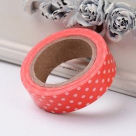 Декоративний скотч "Точки", червоний колір, 15 мм, 10 м