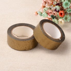 Декоративный скотч однотонный , состаренное золото , 15 мм, 5 м