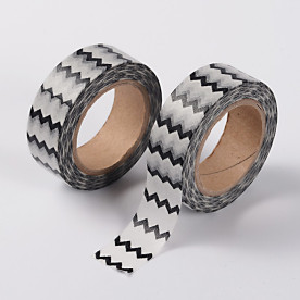 Декоративний скотч "Шеврон невеликий", чорно-білий колір, 15 мм, 10 м