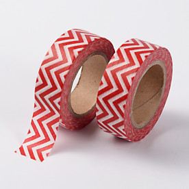 Декоративный скотч "Шеврон", красный цвет, 15 мм, 10 м