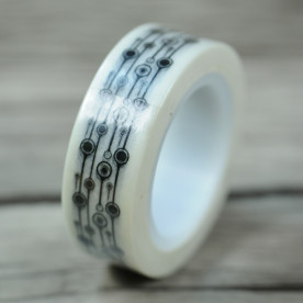 Декоративний скотч "Точки", чорно-білий колір, 15 мм, 10 м