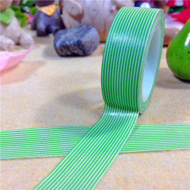 Декоративный скотч "Полоски", зеленый цвет, 15 мм, 15 м