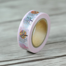 Декоративний скотч "Дерева", 15 мм, 10 м