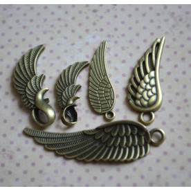 Набор металлический подвесок "Крылья", 5 шт, античная бронза