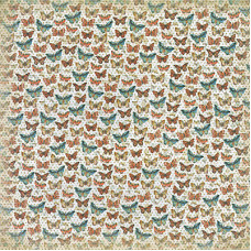 Односторонняя скрапбумага Mariposa Small Butterflies with Gold Glitter от DCWV