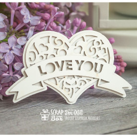 3d чипборд Сердце с лентой, 71*42 мм от Scrapbox