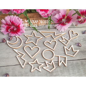 Чипборд набор простых элементов (11 шт), 90*100 мм от Scrapbox