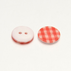 Гудзик пластикова з принтом клітка, червона, 13 * 3 мм 