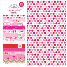 Набор бумаги Love, 8 листов + лист с наклейками от Doodlebug 