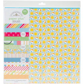 Набор бумаги Summer, 8 листов + лист с наклейками от Doodlebug